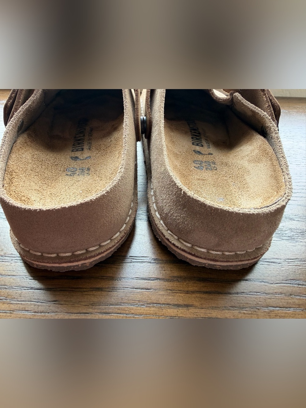 Like New!! Birkenstock Lutry Suede Boston Clogs in Gray Taupe - Picture 6 of 10